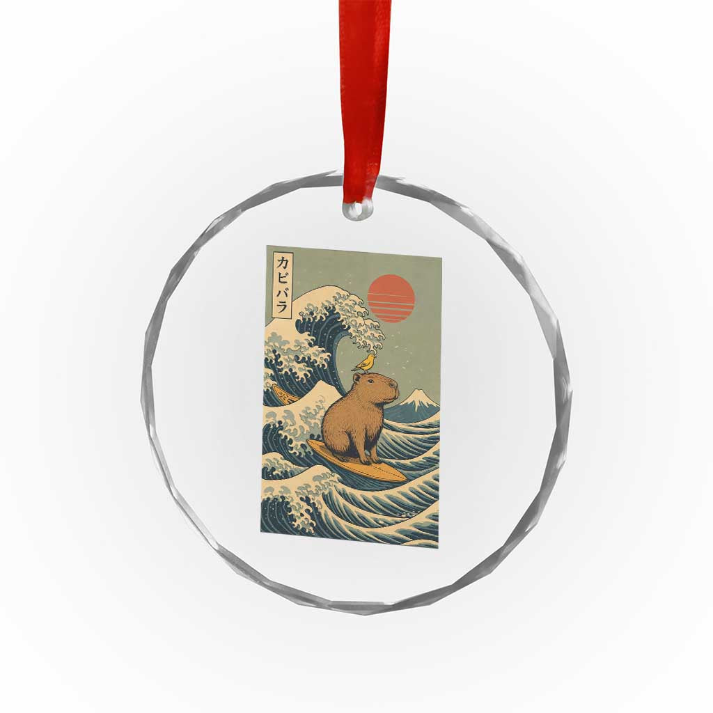 Capybara Surfing Japanese Crystal Glass Ornament Vintage Great Wave Off Kanagawa Anime Kawaii - Wonder Print Shop