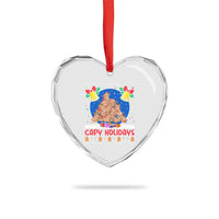 Capybara Xmas Tree Heart Crystal Glass Ornament Funny Capy Holidays Gift - Wonder Print Shop