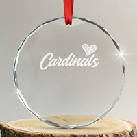 Cardinal Lovers Crystal Glass Ornament Vintage Script Heart Graphic