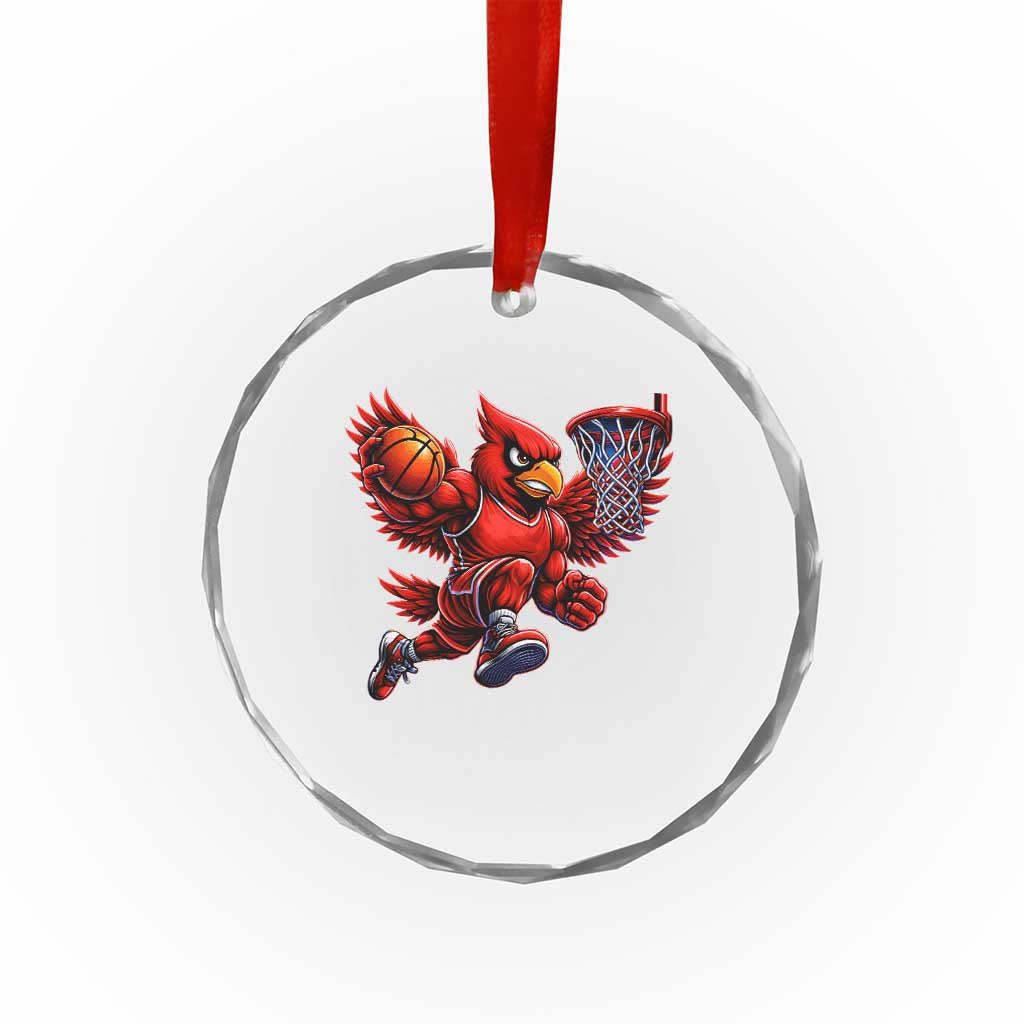 Cardinal Playing Basketball Graphic Crystal Glass Ornament Dunk Mascot Sports Fan Gift