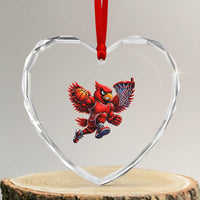 Cardinal Playing Basketball Graphic Heart Crystal Glass Ornament Dunk Mascot Sports Fan Gift