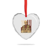 Cardinal Pope Leo XIV Heart Crystal Glass Ornament 267th Robert Francis Prevost American Flag - Wonder Print Shop