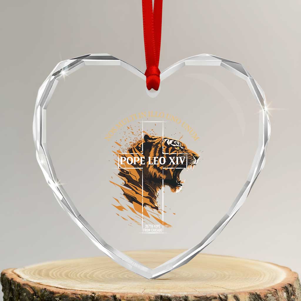 Cardinal Pope Leo XIV Heart Crystal Glass Ornament Nos Multi In Illo Uno Unum 267th Pope From Chicago Tiger - Wonder Print Shop