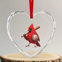Cardinals Baseball Player Heart Crystal Glass Ornament Retro STL Redbird Fan Bird Mascot Baseball