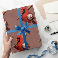 Cardinals Baseball Player Wrapping Paper Roll Retro STL Redbird Fan Bird Mascot Baseball