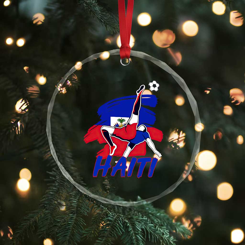 Caribbean Soccer Lover Gift Crystal Glass Ornament Haitian Heritage Pride