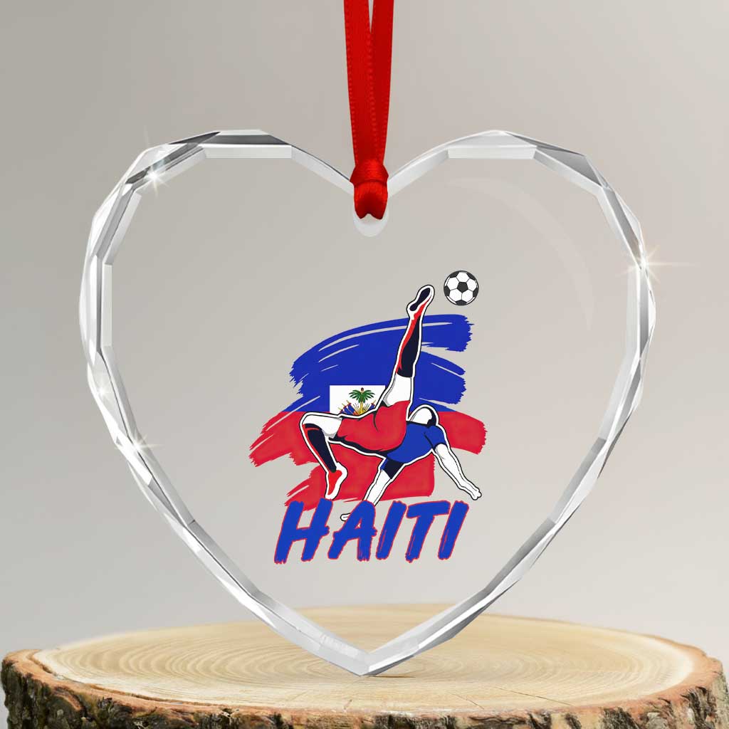 Caribbean Soccer Lover Gift Heart Crystal Glass Ornament Haitian Heritage Pride