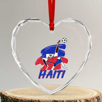 Caribbean Soccer Lover Gift Heart Crystal Glass Ornament Haitian Heritage Pride