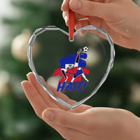 Caribbean Soccer Lover Gift Heart Crystal Glass Ornament Haitian Heritage Pride