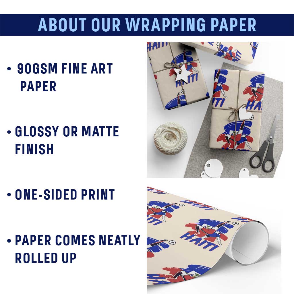 Caribbean Soccer Lover Gift Wrapping Paper Roll Haitian Heritage Pride