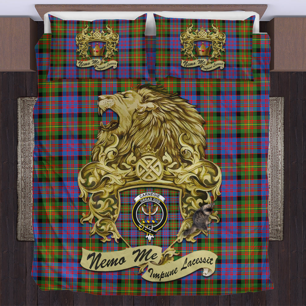 carnegie-ancient-tartan-bedding-set-motto-nemo-me-impune-lacessit-with-vintage-lion-family-crest-tartan-plaid-duvet-cover-scottish-tartan-plaid-comforter-vintage-style