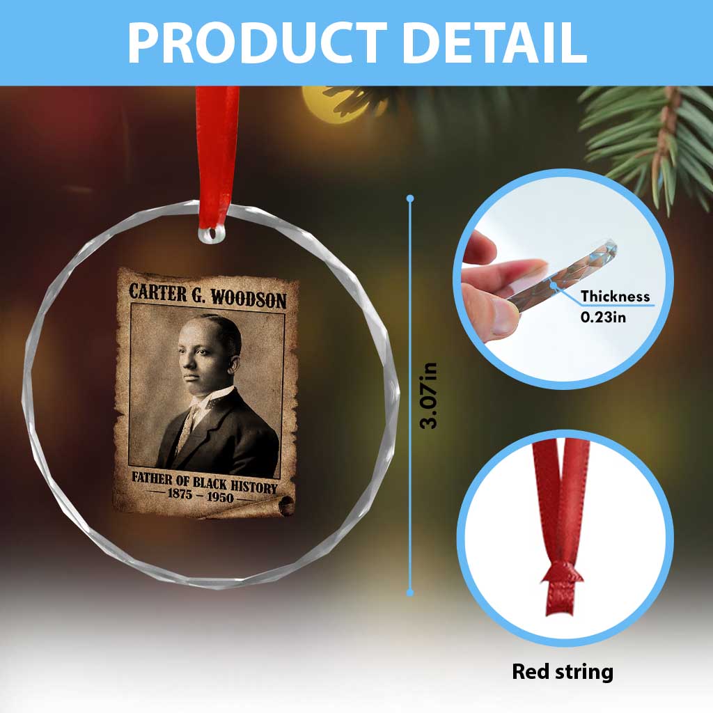 Carter G Woodson Crystal Glass Ornament Father Of Black History Month Old Paper Graphic