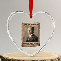 Carter G Woodson Heart Crystal Glass Ornament Father Of Black History Month Old Paper Graphic