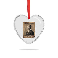 Carter G Woodson Heart Crystal Glass Ornament Father Of Black History Month Old Paper Graphic