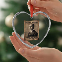 Carter G Woodson Heart Crystal Glass Ornament Father Of Black History Month Old Paper Graphic