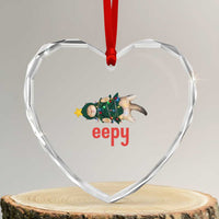 Cat Christmas Meme Heart Crystal Glass Ornament Eepy Kitten Silly Sleepy - Wonder Print Shop