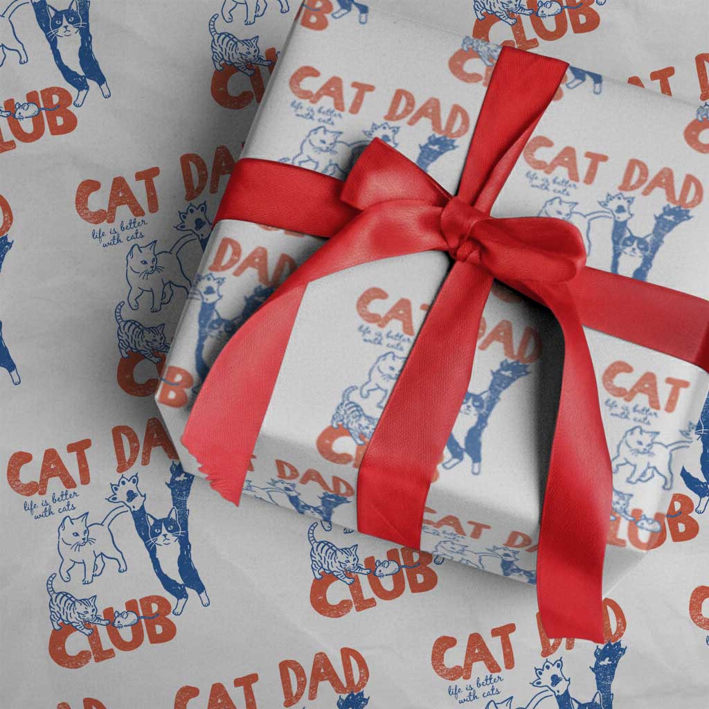 Cat Dad Club Wrapping Paper Roll Life is Better with Cats Fathers Day