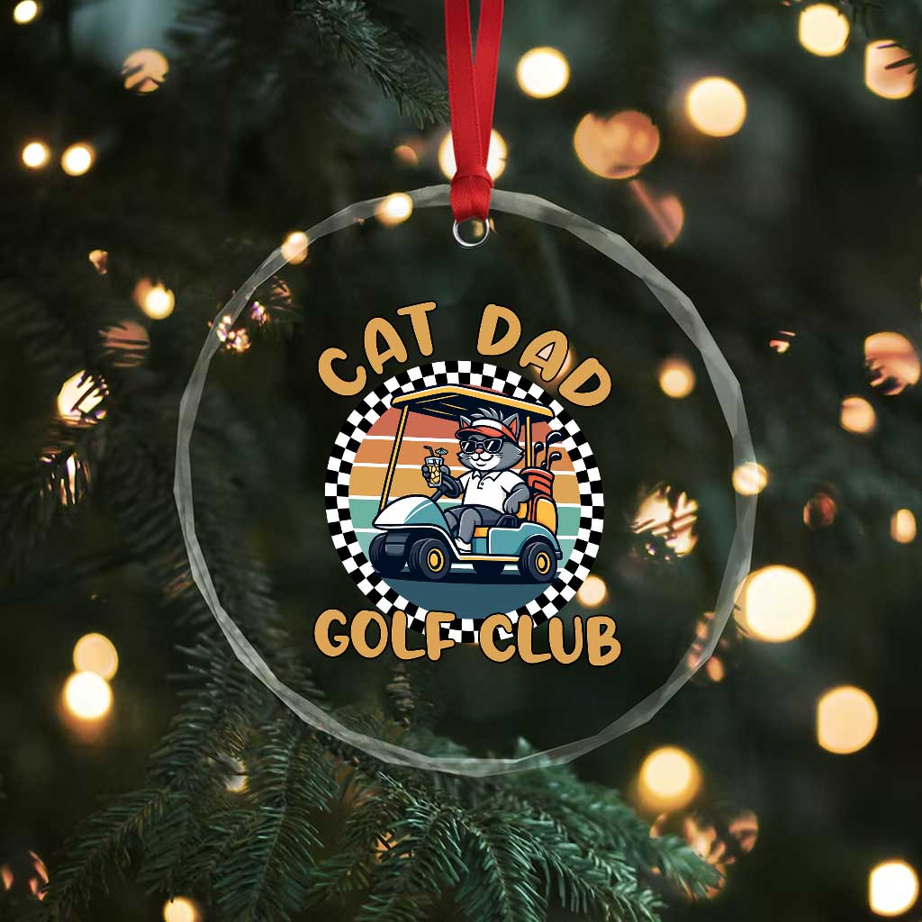 Cat Dad Golf Club Crystal Glass Ornament Funny Sports Lover Gift TS12