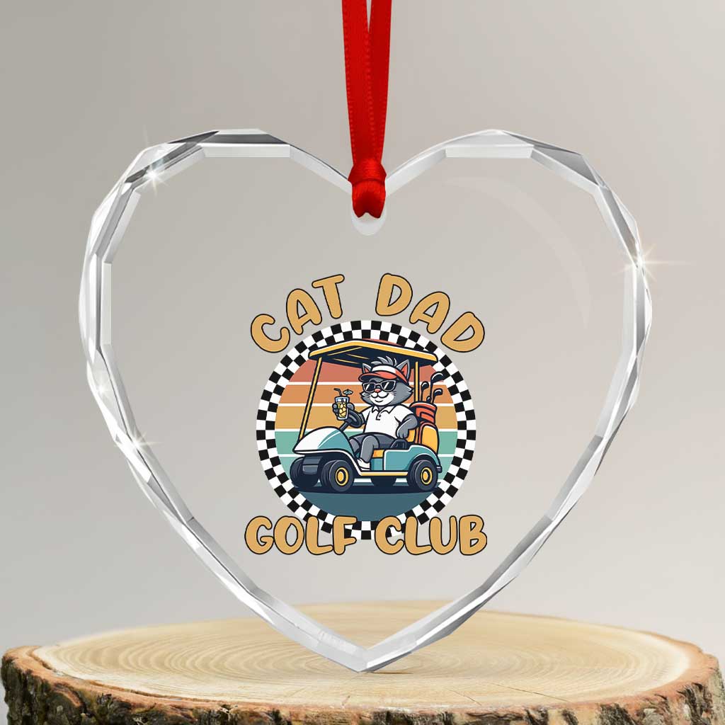 Cat Dad Golf Club Heart Crystal Glass Ornament Funny Sports Lover Gift - Wonder Print Shop