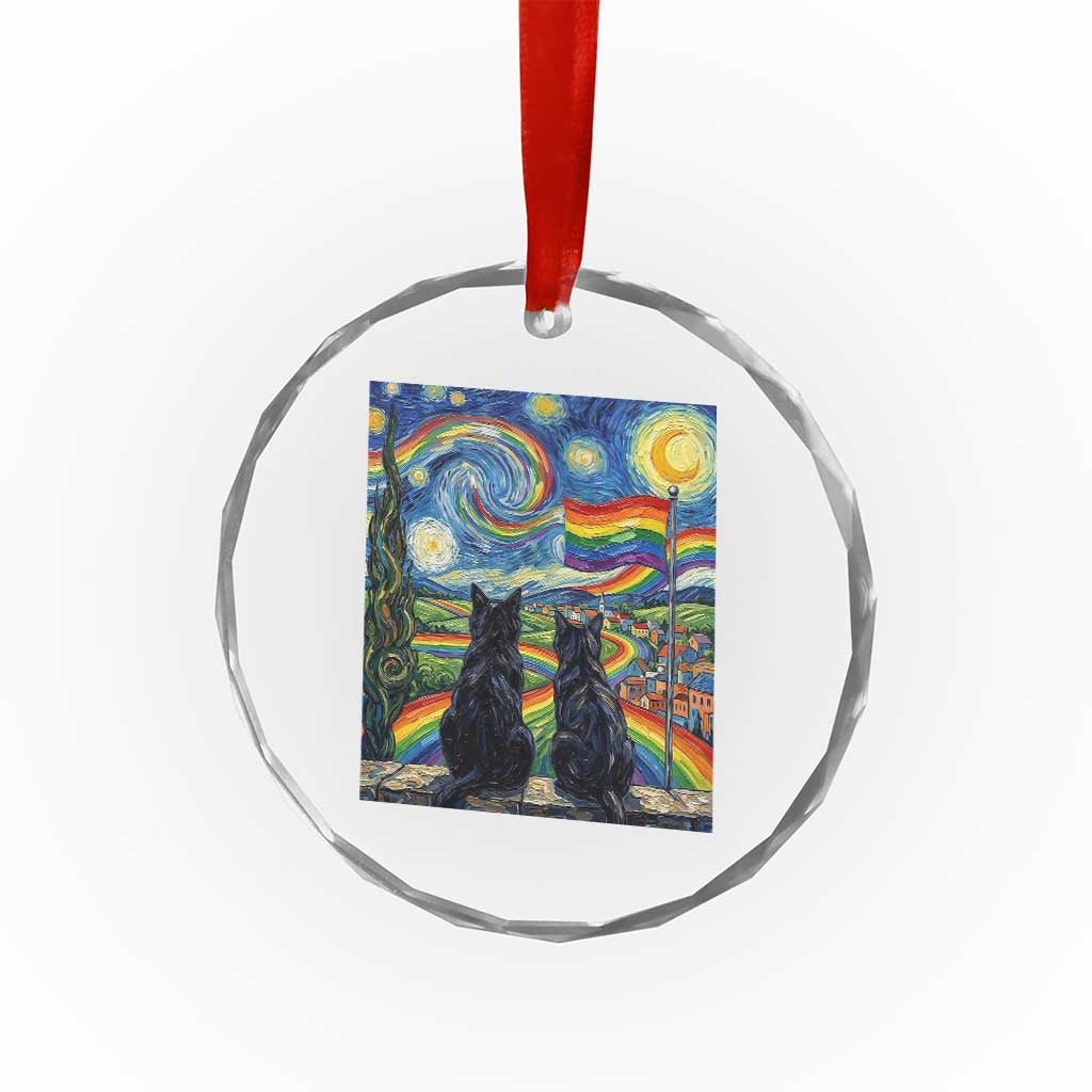 Cat Gay Pride Crystal Glass Ornament Starry Night Style LGBTQ Pride Support