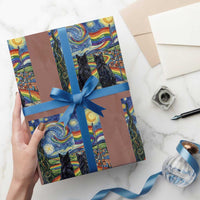 Cat Gay Pride Wrapping Paper Roll Starry Night Style LGBTQ Pride Support