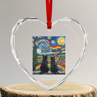 Cat Gay Pride Heart Crystal Glass Ornament Starry Night Style LGBTQ Pride Support