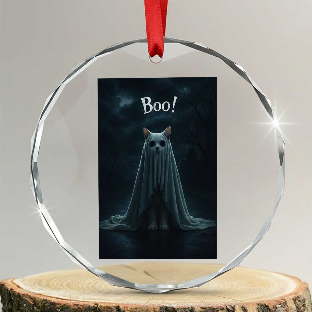Cat Halloween Crystal Glass Ornament Spooky Season Ghost Kitten Haunted Mansion TS10