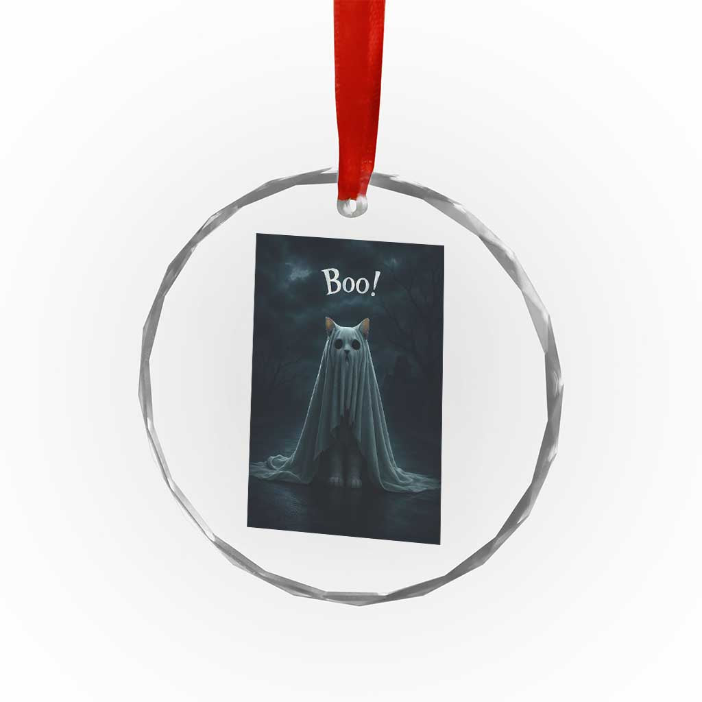 Cat Halloween Crystal Glass Ornament Spooky Season Ghost Kitten Haunted Mansion TS10