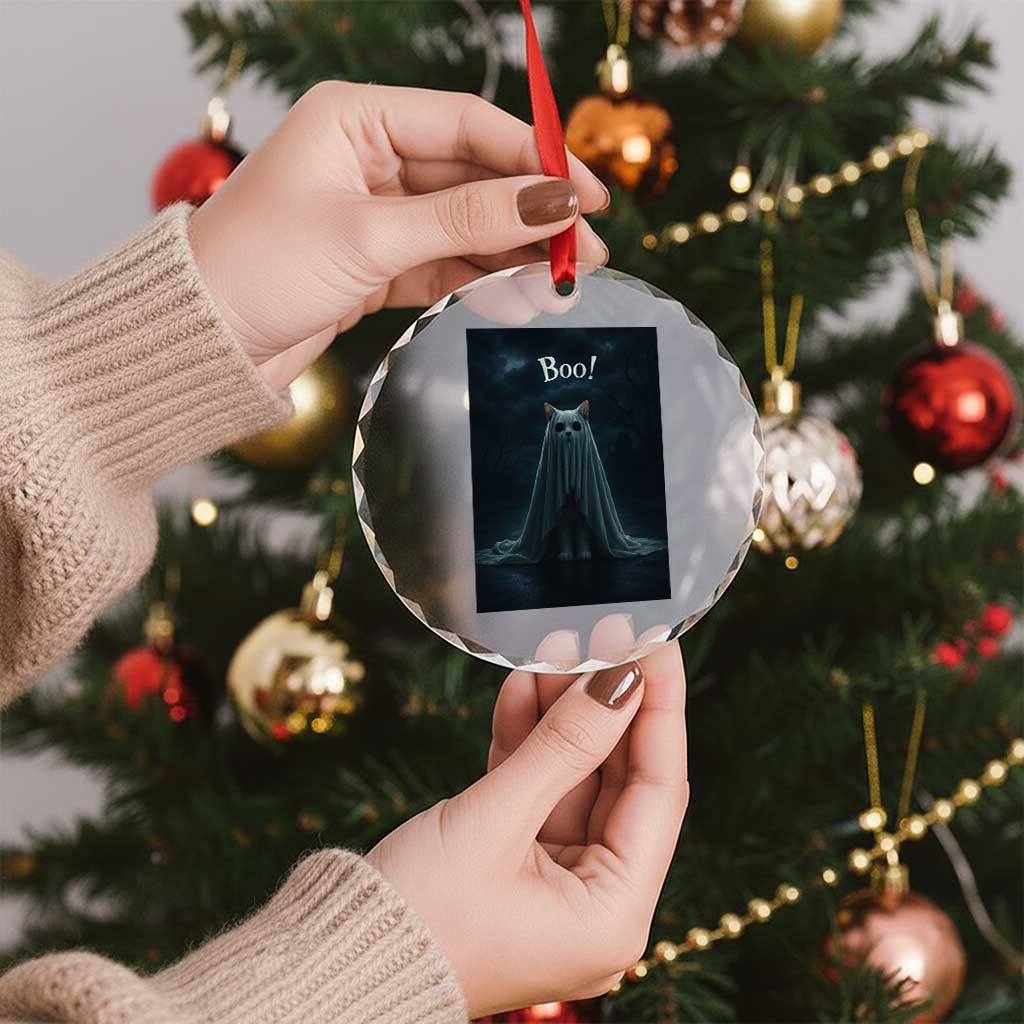 Cat Halloween Crystal Glass Ornament Spooky Season Ghost Kitten Haunted Mansion TS10