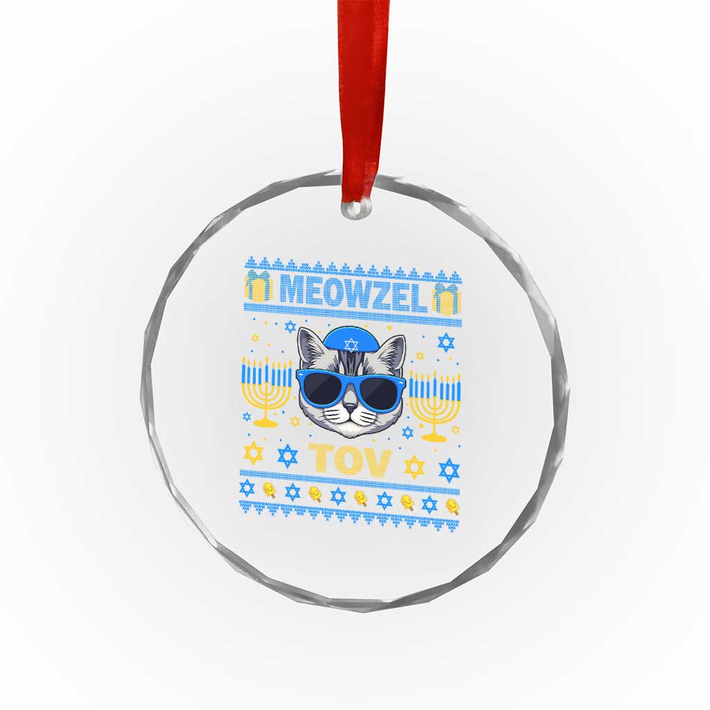 Cat Hanukkah Crystal Glass Ornament Meowzel Tov Jewish Cat Owner Ugly Chanukah - Wonder Print Shop