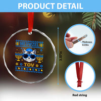 Cat Hanukkah Crystal Glass Ornament Meowzel Tov Jewish Cat Owner Ugly Chanukah - Wonder Print Shop