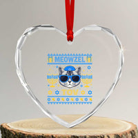 Cat Hanukkah Heart Crystal Glass Ornament Meowzel Tov Jewish Cat Owner Ugly Chanukah - Wonder Print Shop
