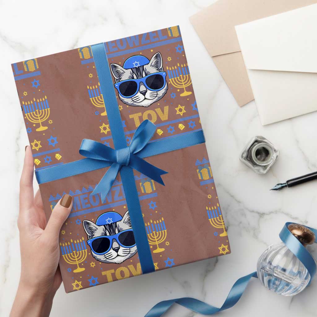 Cat Hanukkah Wrapping Paper Roll Meowzel Tov Jewish Cat Owner Ugly Chanukah - Wonder Print Shop