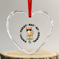 Cat Happy First Day Of School Heart Crystal Glass Ornament Back To School Gift For Kids - Wonder Print Shop