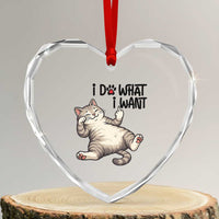 Cat Lover Heart Crystal Glass Ornament Funny I Do What I Want - Wonder Print Shop