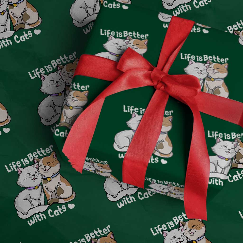 Cat Lover Wrapping Paper Roll Life Is Better With Cats Cute - Wonder Print Shop