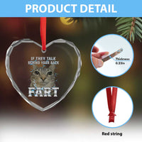Cat Meme If They Talk Behind Your Back Fart Heart Crystal Glass Ornament Funny Oddly Specific