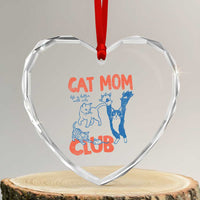 Cat Mom Club Heart Crystal Glass Ornament Life is Better with Cats Mothers Day