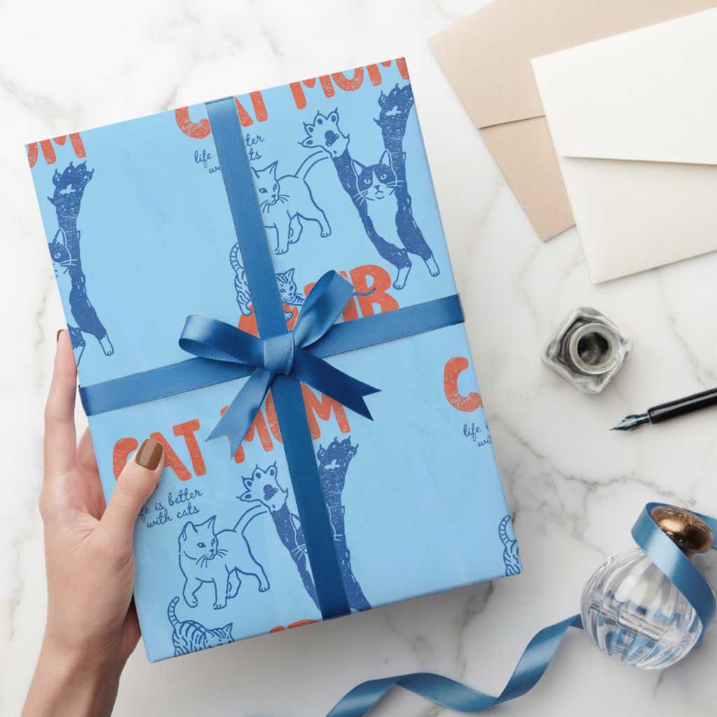 Cat Mom Club Wrapping Paper Roll Life is Better with Cats Mothers Day