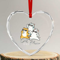 Cat Mom Heart Crystal Glass Ornament Three Cool Cats with Sunglasses - Wonder Print Shop
