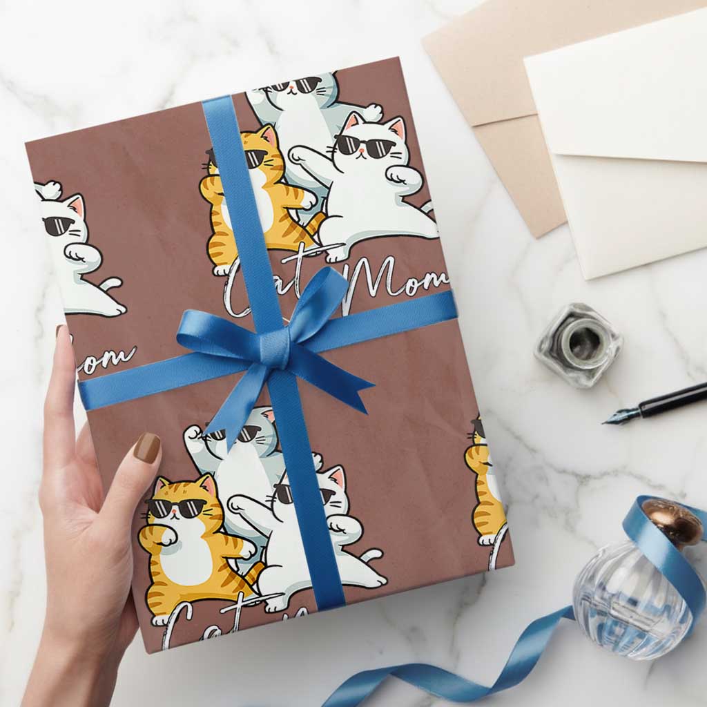 Cat Mom Wrapping Paper Roll Three Cool Cats with Sunglasses - Wonder Print Shop