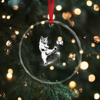 Cat Playing Soccer Crystal Glass Ornament Funny Cat Lover Gift