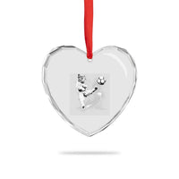 Cat Playing Soccer Heart Crystal Glass Ornament Funny Cat Lover Gift