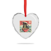 Cat Ramen Christmas Heart Crystal Glass Ornament Japanese Kawaii Retro Cats Manga - Wonder Print Shop