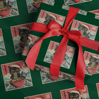 Cat Ramen Christmas Wrapping Paper Roll Japanese Kawaii Retro Cats Manga - Wonder Print Shop