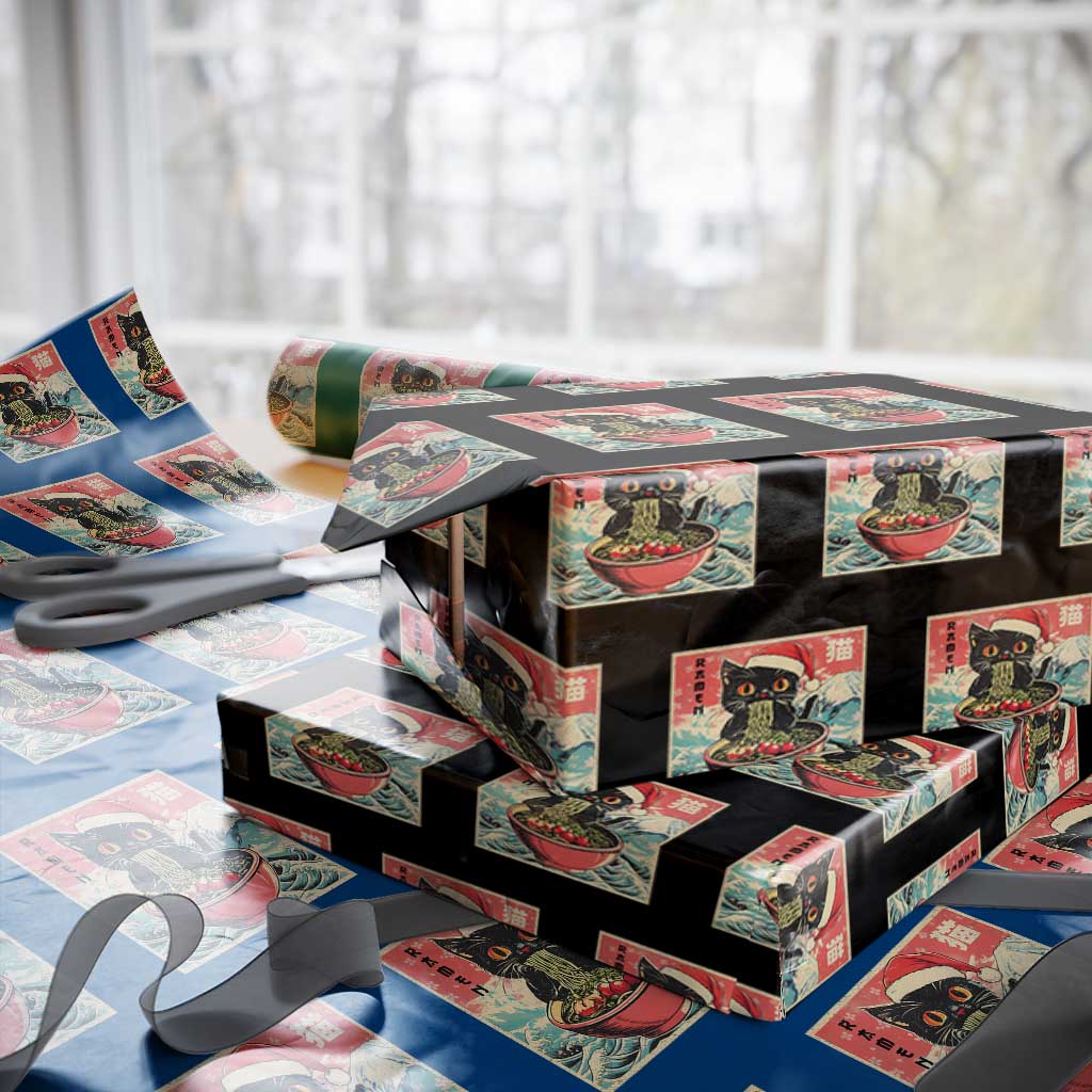 Cat Ramen Christmas Wrapping Paper Roll Japanese Kawaii Retro Cats Manga - Wonder Print Shop