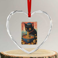 Cat Ramen Hanukkah Heart Crystal Glass Ornament Japanese Kawaii Anime Chanukah Cat - Wonder Print Shop