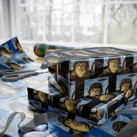 Cat Selfie With Alien UFO Wrapping Paper Roll Retro Space Sci-Fi Cat Pilot - Wonder Print Shop