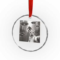 Cat Selfie With Bigfoot UFO Crystal Glass Ornament Funny Cat Lover Gifts - Wonder Print Shop