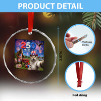 Cat Selfie with Bigfoot USA 250 Years Crystal Glass Ornament Funny 4th Of July Cat Graphic